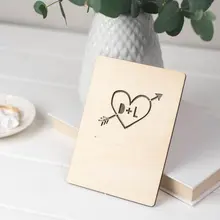 Деревянная открытка на день Святого Валентина-Персонализируйте инициалы на дереве-подарок для нее-подарок для Него, открытка на день Святого Валентина