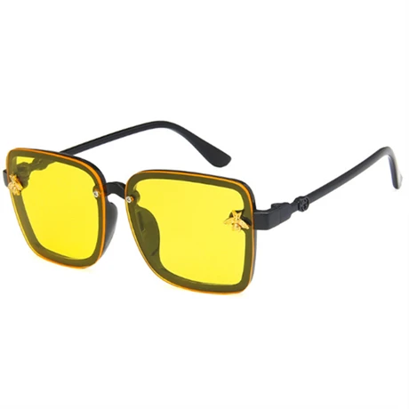 Негабаритных квадратных очки детские знаменитостей солнцезащитные очки для мальчиков девочек суперзвезды Роскошные брендовые дизайнерские женские UV400 - Цвет линз: Цвет: желтый