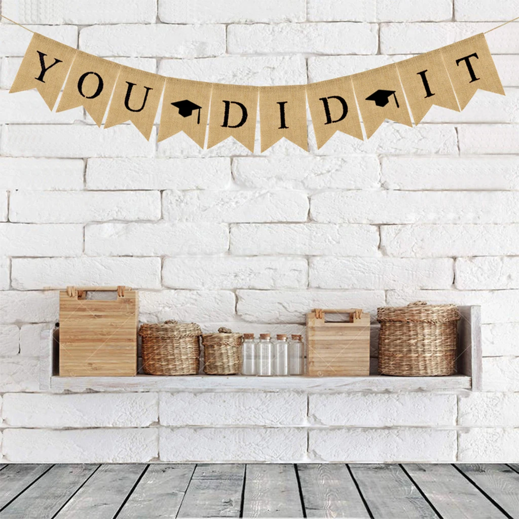 Graduation Banner Ceremony Decorative Garland  Banner High School  College Graduating Class Party Decor -YOU DID IT 