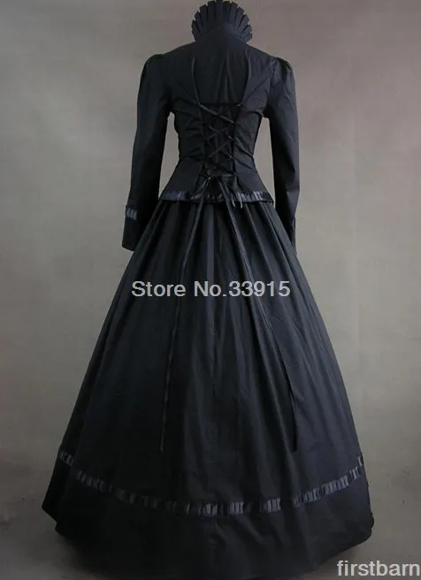 Черный и красный цвета одежда с длинным рукавом готический, викторианской эпохи платье