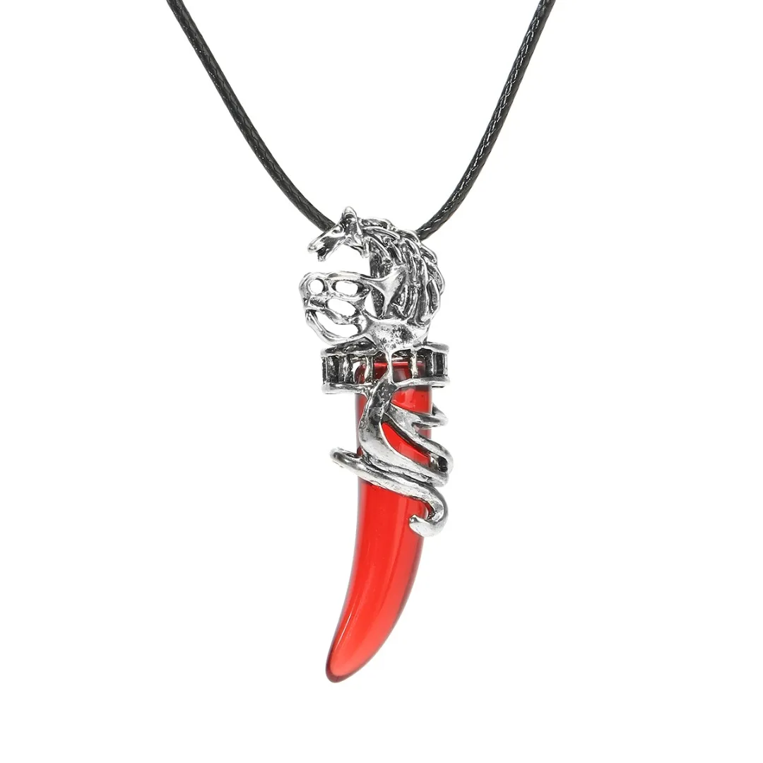 Men Antique Wolf Fang Tooth Pendant Necklace Popular Stainless Steel Wolf Tooth Leather Chain Necklace Antique Jewelry collares