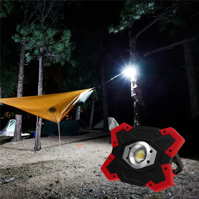 

15W Power built 1200 Lumen LED Work COB Light Three-speed Dimming Camping Light Rechargeable Powerbank With USB Outlet DC5V