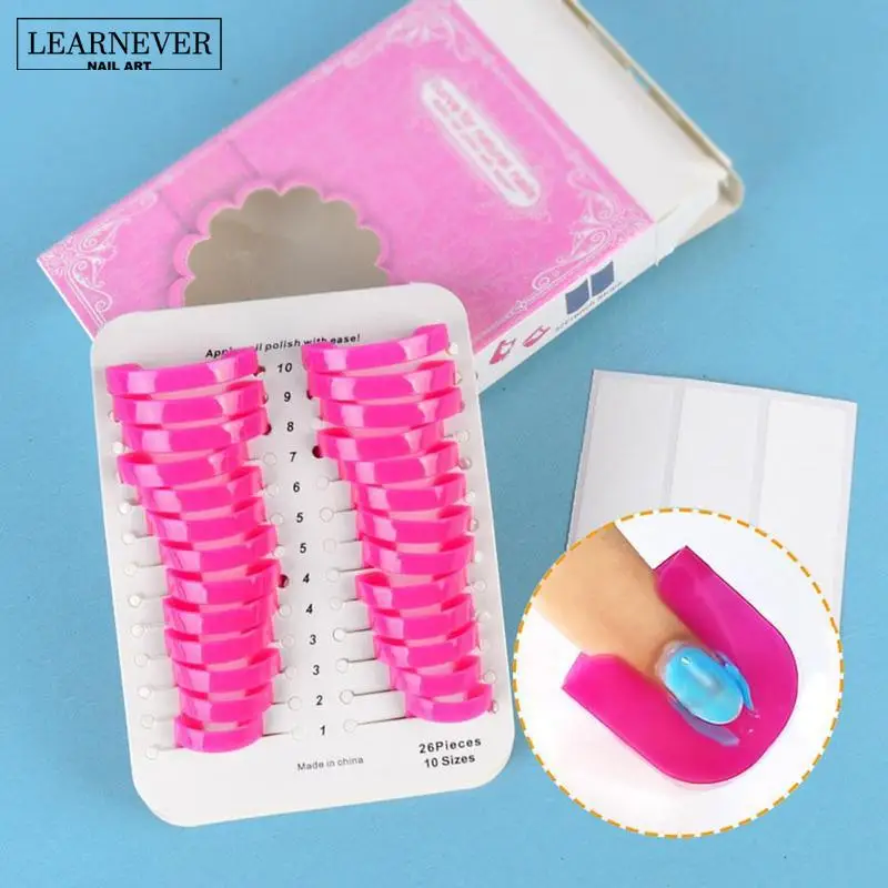 LEARNEVER 26pcs/Set Nail Tools Plastic Nail Polish Tips Cover Edge Anti