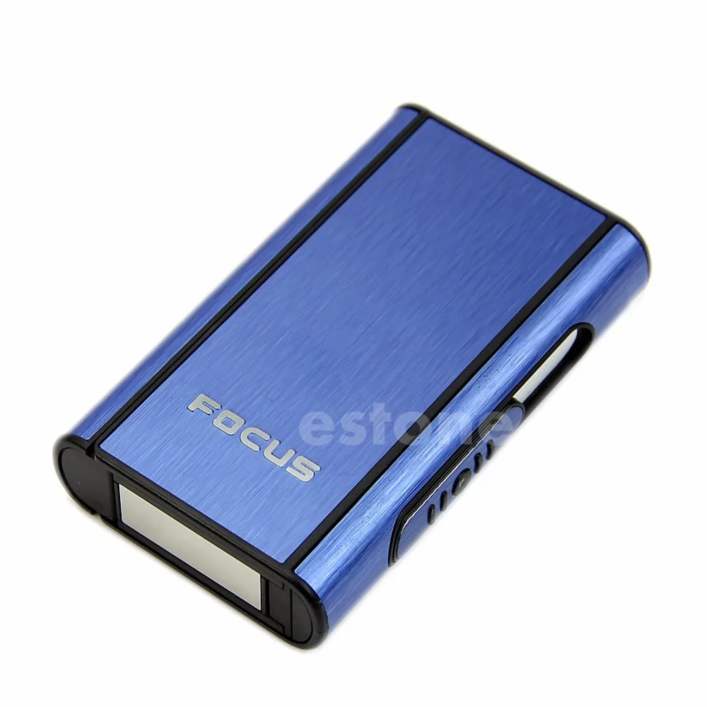 

New Aluminum Pocket Cigarette Case Automatic Ejection Box Holder Blue