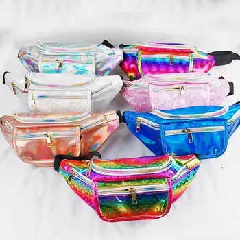 

7 Colors New Reflective Waist Bag For Women Laser Fanny Pack Unisex Ladies Shiny Bum Belt Bag Pouch Travel Hip Purse Waist Packs