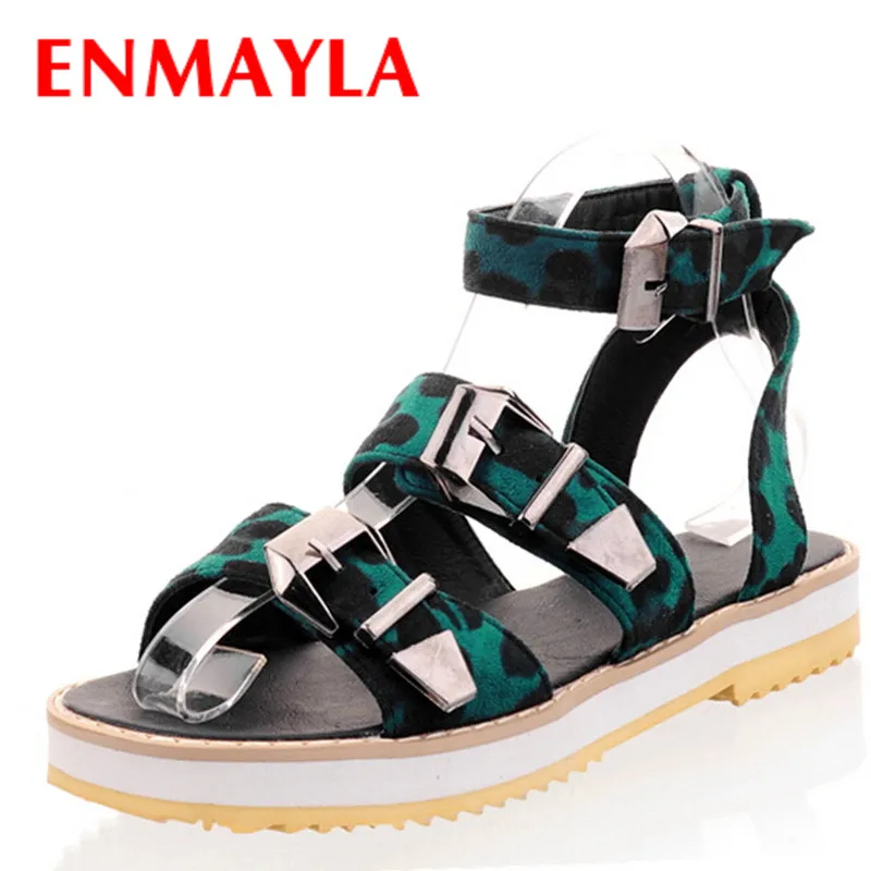 ENMAYLA/женские сандалии-гладиаторы Летняя обувь модные сандалии на плоской подошве женские сандалии в богемном стиле Босоножки на платформе