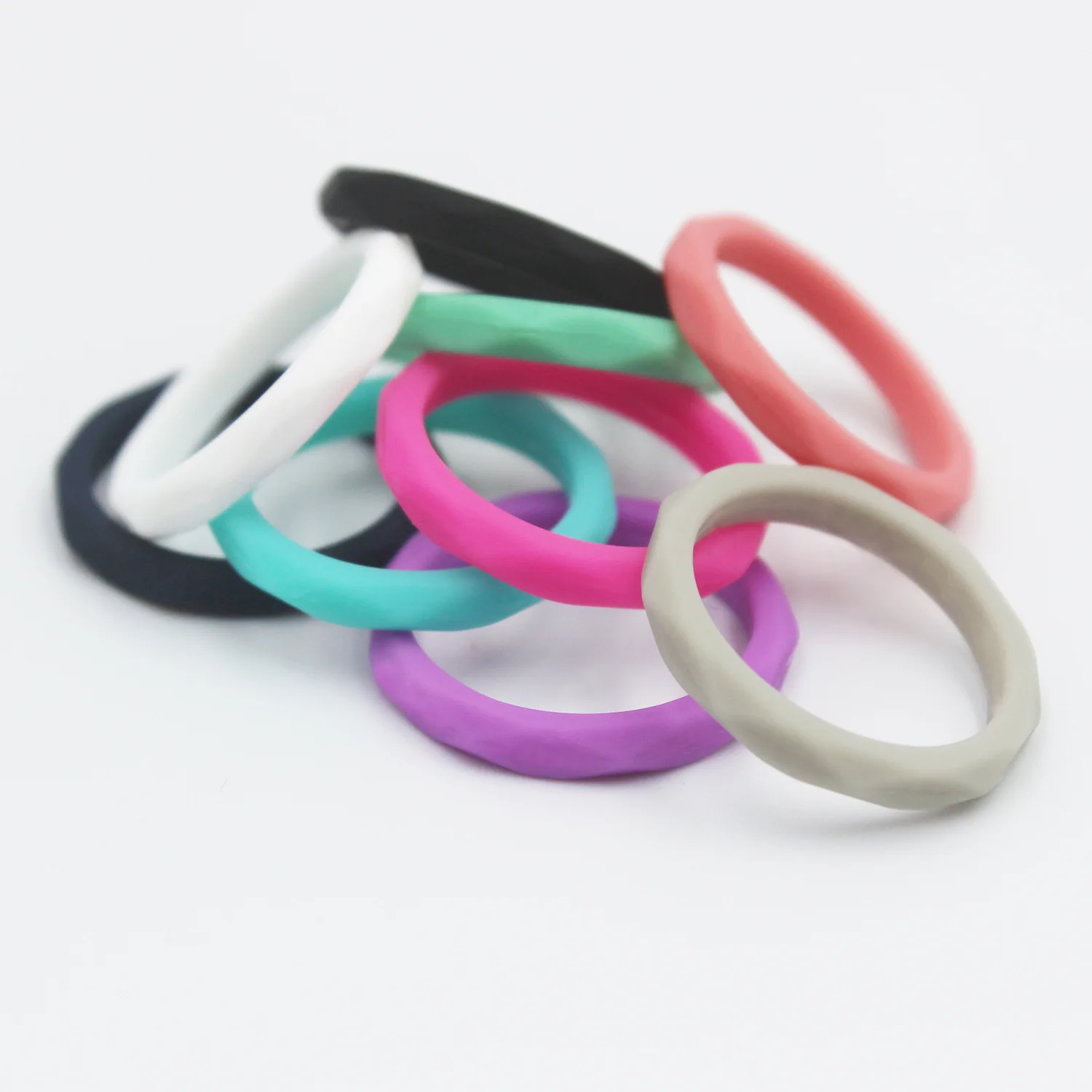 

3mm Rhombus Silicone Rubber Flexible Ring Band Woman Wedding Engagement Classical Stackable Plain Simple Rings Size 4-10