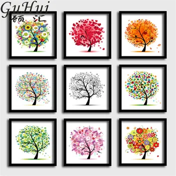 

Four Seasons Colorful Tree Canvas Painting Kids Nursery School Decoration No Frame Wedding Party Wall Picture Abstract Posters