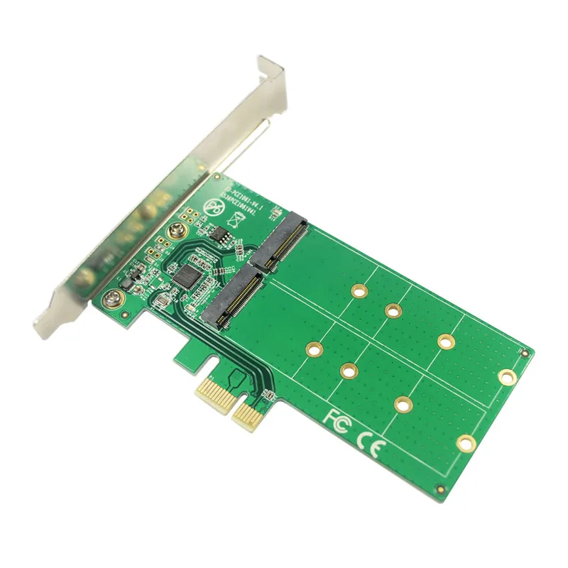 

PCI express Dual M.2 SATA SSD Card PCIe to 2 Ports NGFF B + M Key Slot Adapter with PCI-e Low Profile Bracket ASM1061