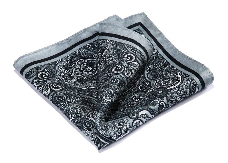 Hn39a серый черный hisdern платок 100% натуральный шёлк Атлас мужской носовой модные классические Свадебная вечеринка платок
