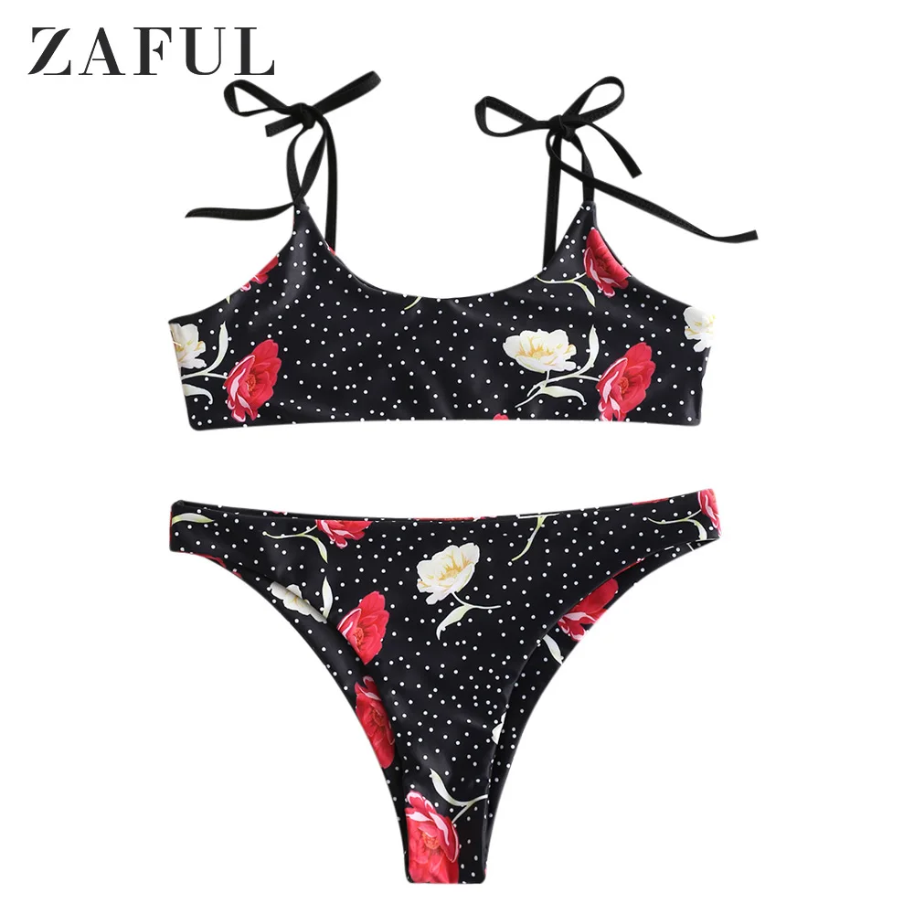 ZAFUL Бикини в горошек с цветочным узором и бикини Купальники Сексуальные