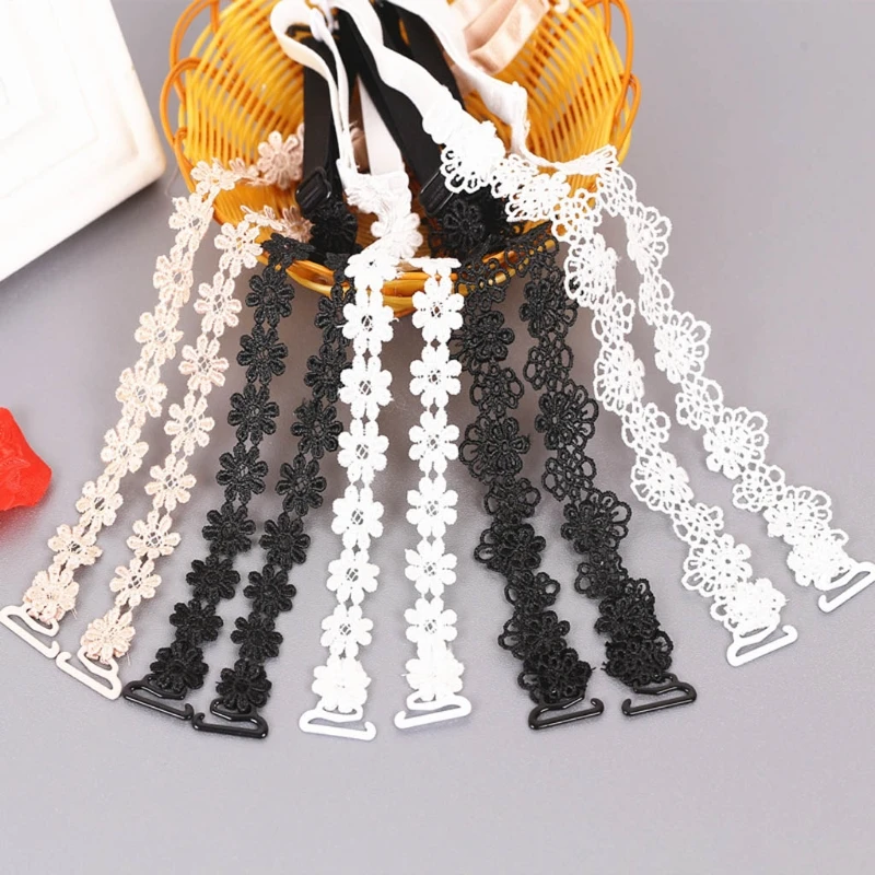 

Women Floral Lace Bra Strap Anti-slip Elastic Crochet For Bridal Wedding Dress