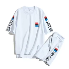 Мужская летняя спортивная одежда наборы футболки с короткими рукавами+ короткие штаны новые модные мужские повседневные комплекты шорты+ футболки 2 шт