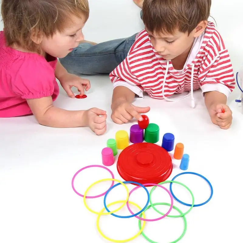 Веселые игрушки для малышей, цветные детские игрушки для укладки, безопасные пластиковые детские кольца для метания, набор для родителей и детей, интерактивная игра