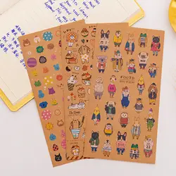 Винтаж животных кошка пуля журнал крафт бумага наклейки клей наклейки, декоративный элемент для рукоделия дневник японский канцелярские