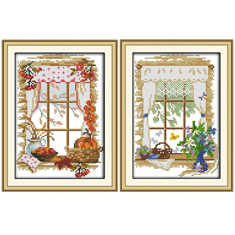 Joy Sunday The windoes of four seasons Набор для вышивки крестиком снаружи окна крестиком|joy sunday|joy
