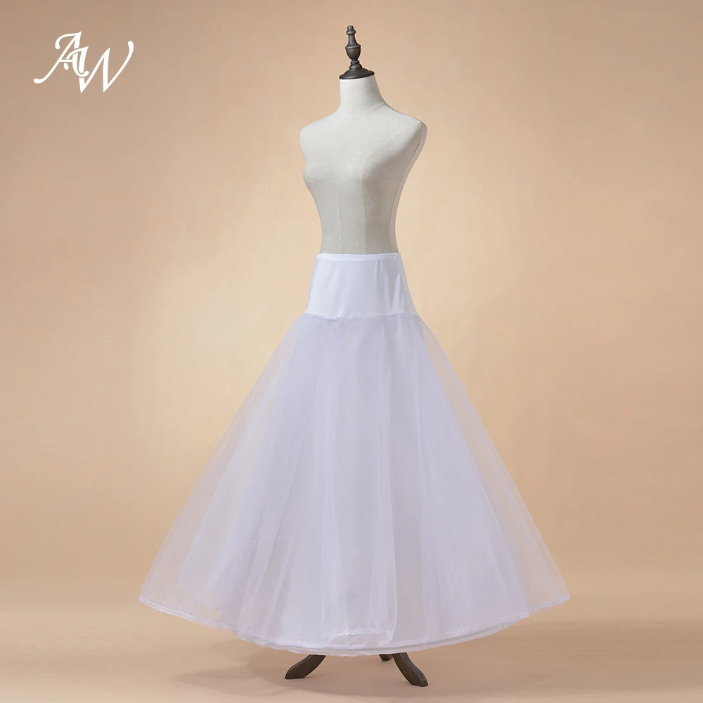 AW Women's Tulle Crinoline Slip Long A Line Wedding Petticoat Crinoline Underskirt with 1 Hoop
