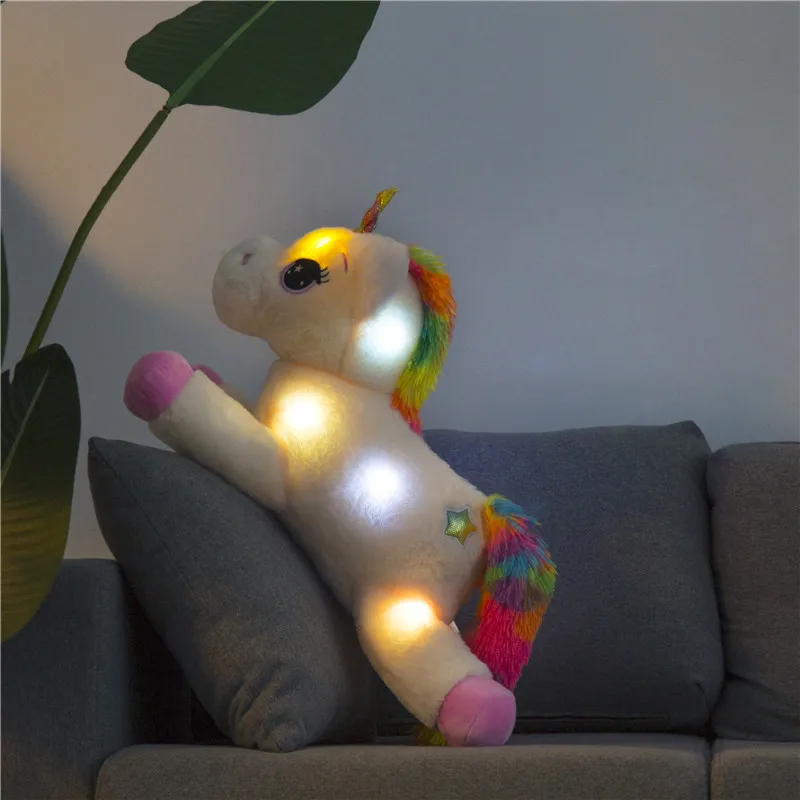 40cm LED Plush Light Up Toys Unicorn Stuffed Animals Plush Toys Cute Pony Horse Toy Soft Doll Kids Toys Christmas Birthday Gifts