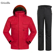 Grizzilla мужской лыжный костюм русская зима супер теплый лыжный сноуборд куртка+ брюки костюм ветрозащитные водонепроницаемые куртки 5 цветов