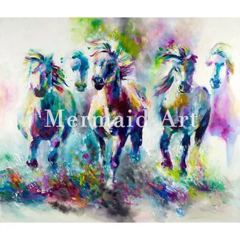 

Hand painted Animal horse oil paint painting picture drawing colorful on canvas painting hand oil painting