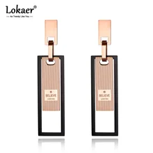 Lokaer трендовые серьги-гвоздики из нержавеющей стали черного/розового золота с геометрическим рисунком, креативные ювелирные изделия для женщин и девушек E19083