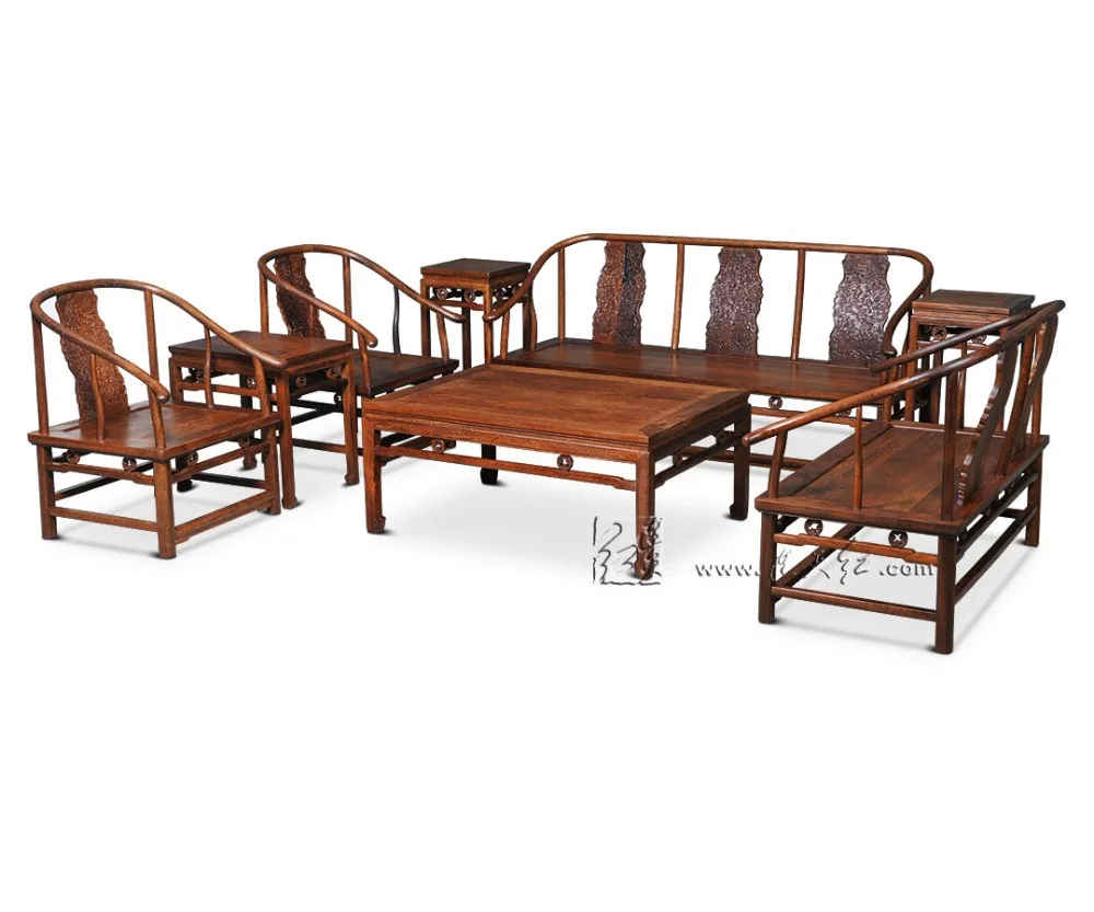 8 Pieces Sofa Bed Furniture Set 1+2+3 Seats Chair Suit Chinese Royal Rosewood Triple Armchair Red Sandalwood Small low Table Set