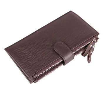 

Brand New Genuine Leather Men's Wallets Cowhide Clutch Wallet for Man Double Zipper Male Purses Long Man's Clutch Bag