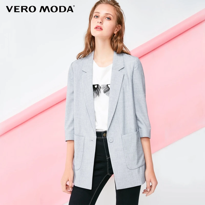 

Vero Moda Women's 3/4 Sleeves Straight Fit Lapel Long Jacket Blazer | 318308509