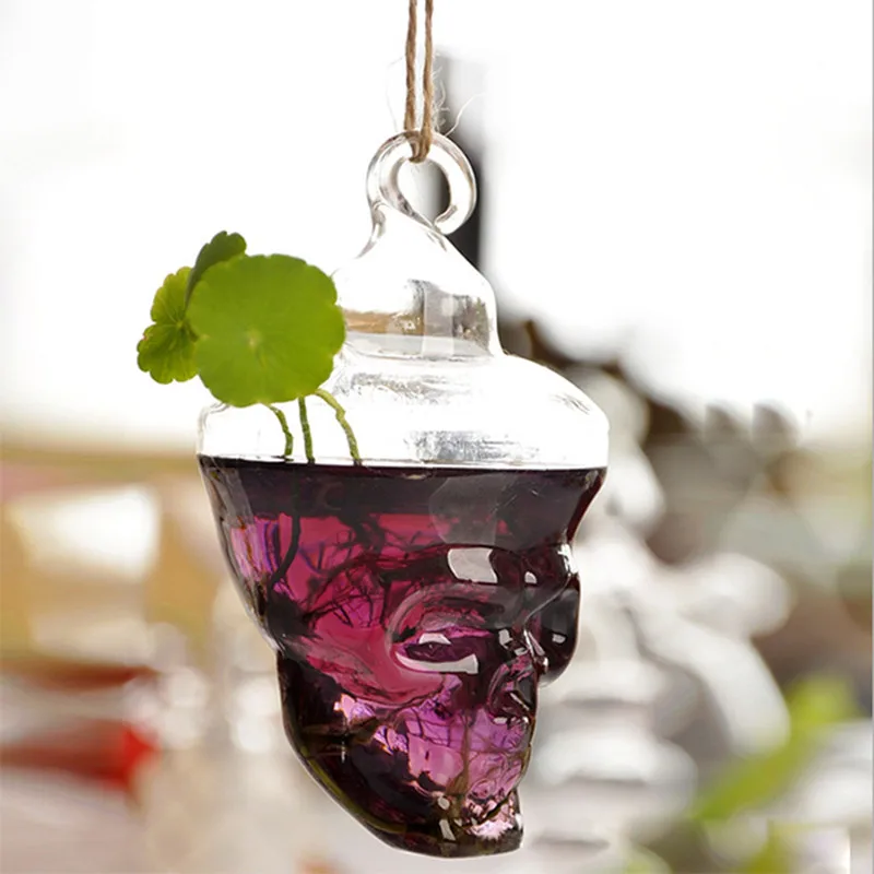 Skull shape flower vases hanging glass vases flower pots planters home decoration wedding decoration holiday gifts