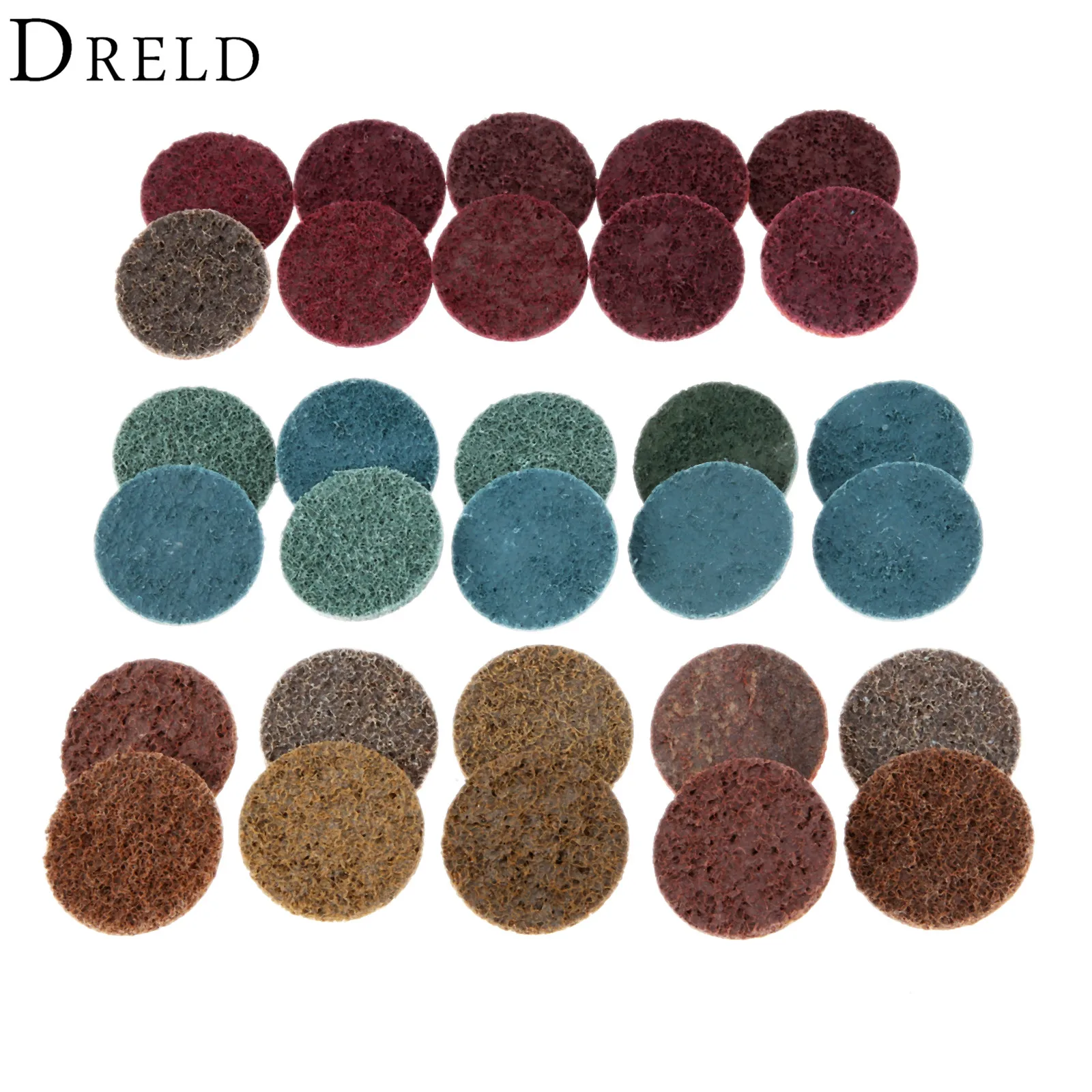 

DRELD 30Pcs 50mm 2" Coarse/fine/Medium Roll Lock Surface Conditioning Discs Nylon Sanding Disc for Metal Polishing Grinding