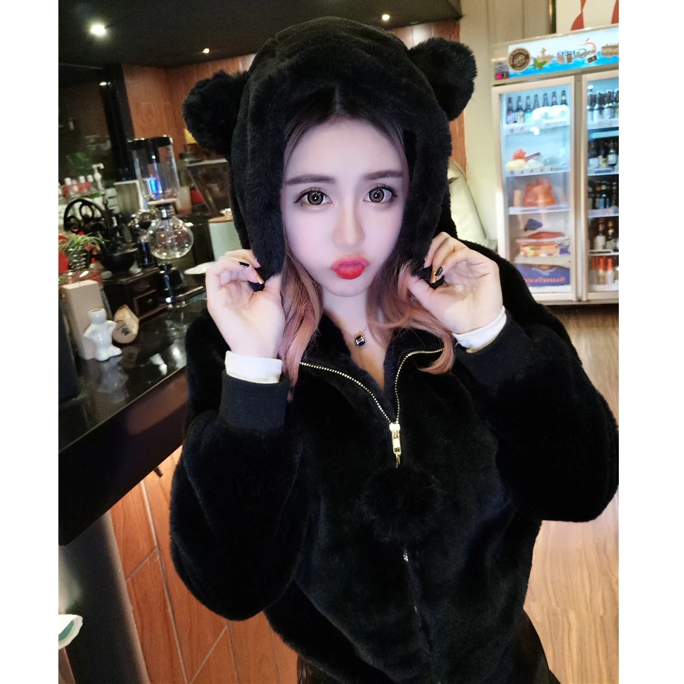 Manteau Femme Winter Women Faux Fur Teddy Bear Coat Hat Kawaii Pink Female Fur Coat with Hooded Vogue Warm Cardigan Outerwears Manteau Femme Winter Women Faux Fur Teddy Bear Coat Hat Kawaii Pink Female Fur Coat with Hooded Vogue Warm Cardigan Outerwears