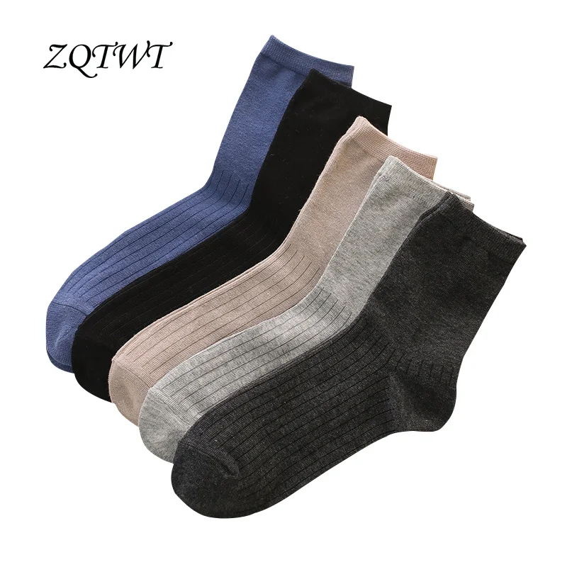 ZQTWT 5 пара/лот Для мужчин; хлопковые носки Harajuku высокое качество Повседневное дышащие носки антибактериальные мужские теплые гольфы 3WZ090