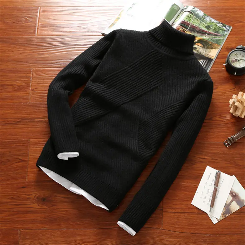 Heavy-Knit Sweater Men Pullover Thick Warm Turtleneck Sweater Thermal Underwear Wool Male Knitwear High Neck Plus size 4XL Brand 15
