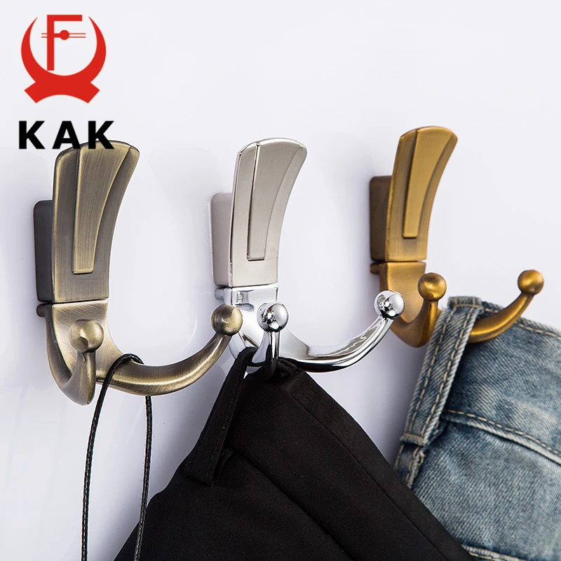 KAK, модные настенные вешалки для ванной комнаты, 2 крючка, настенные крючки для халатов, настенные вешалки для одежды с винтами, мебельная фурнитура