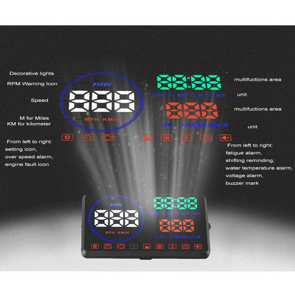 M9 HUD 55 zoll Head Up Display Auto Speedometer Hud Geschwindigkeit Projektor Windschutzscheibe Dig