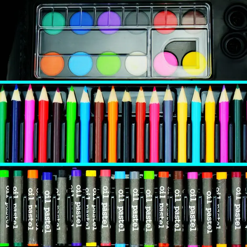 Роскошный Художественный набор, 150 шт Детские краски для рисования Инструменты для рисования набор фломастеры карандаш масло Пастель кисть для рисования ручка