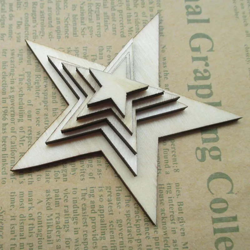  48pcs/lot 70mm Blank pentagram natural plywood Suitable for Christmas party wood wedding teaching o - 32493098173