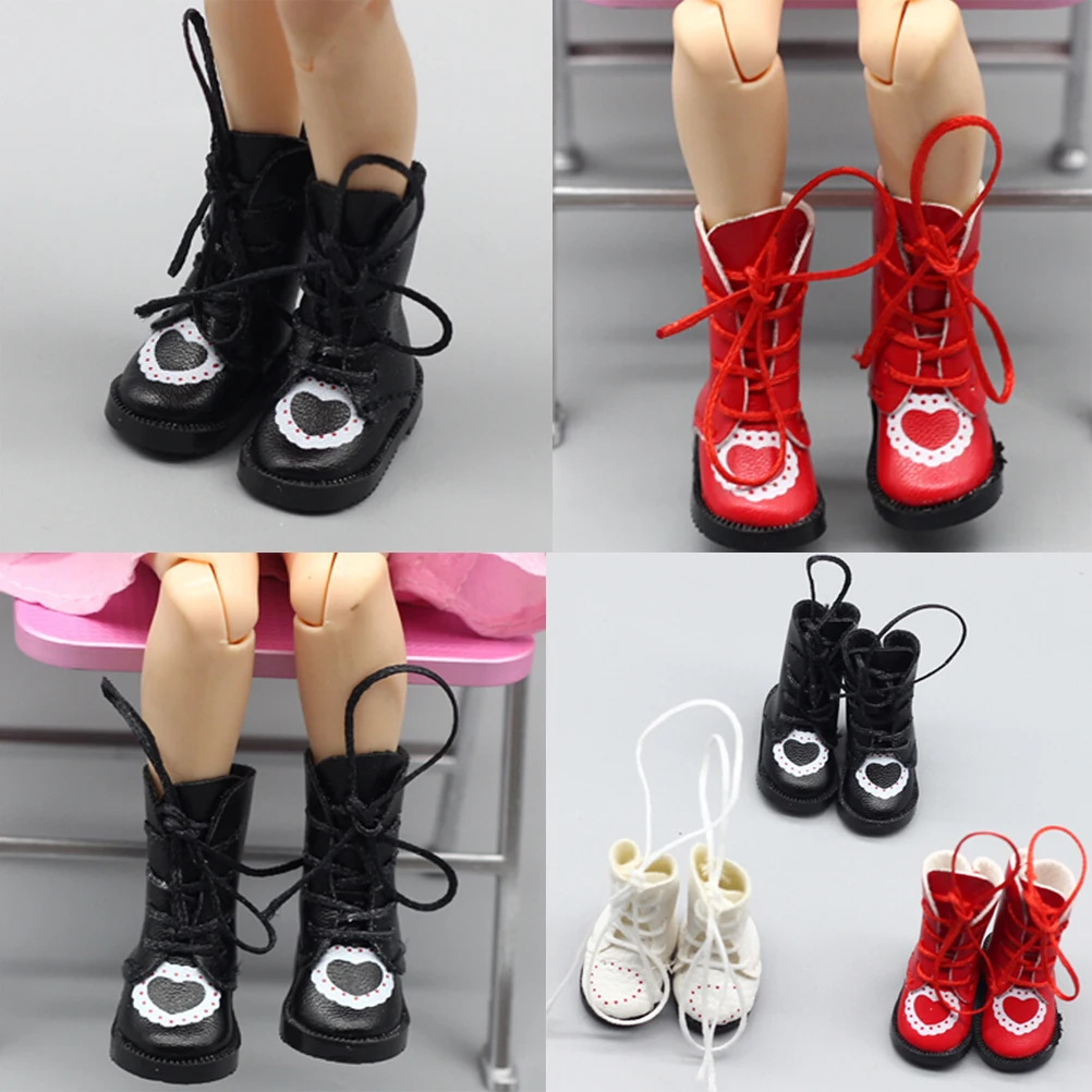 

1pair PU Leather 1/8 doll Boots For BJD 1/6 dolls Shoes for Blythe Licca Jb Doll Mini Boot 3.2cm