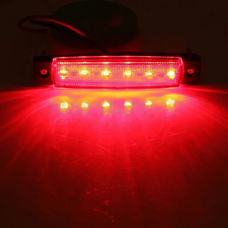 30pcs 12V 6LED Truck Trailer Side Marker Indicators Light Lamp White+Red+Amber