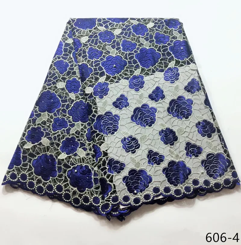 

2019 High Quality African Lace Fabric Latest Embroidered Nigerian Mesh Tulle French Lace Fabric Blue 606