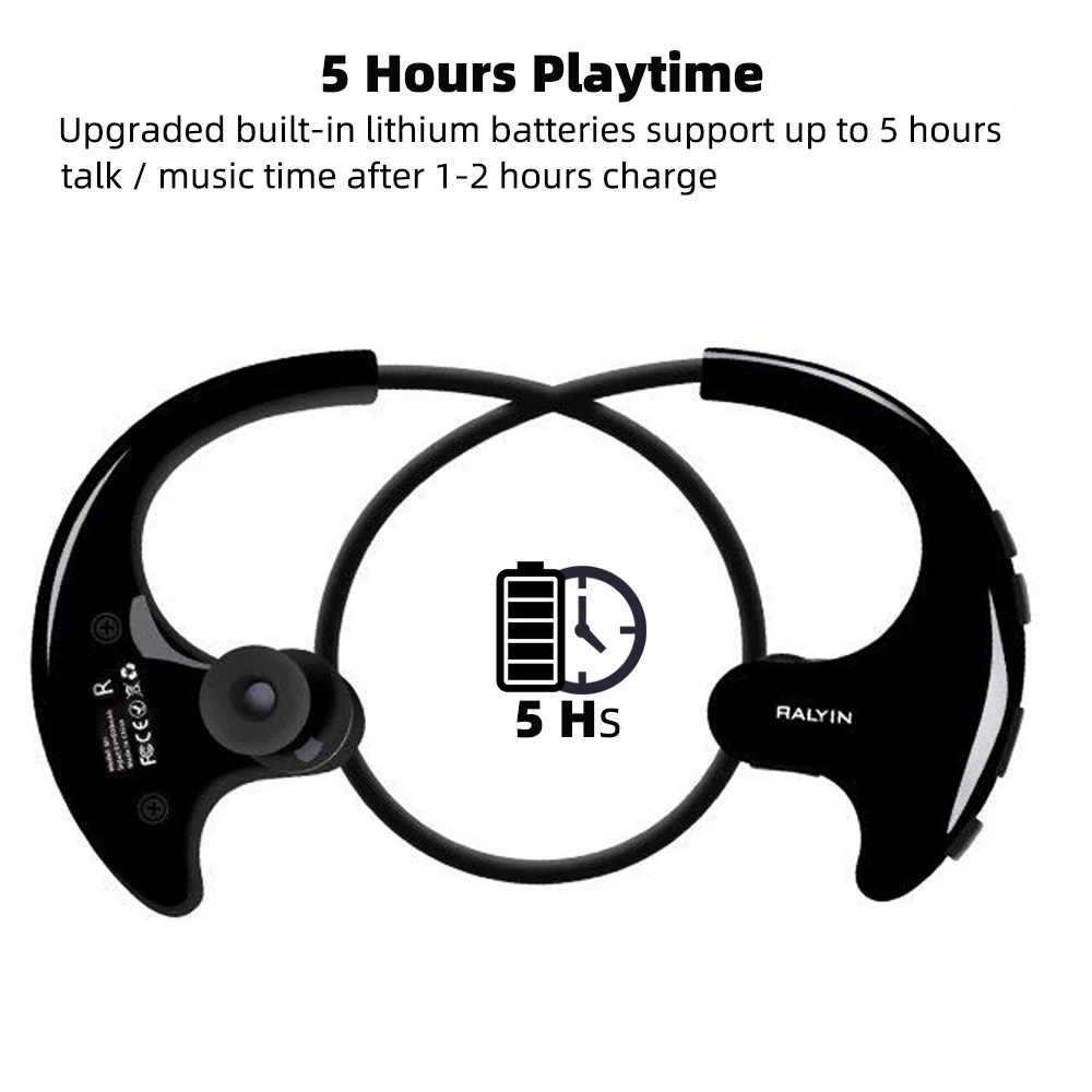 Наушники вкладыши RALYIN беспроводные для Mp3 музыки спорта Bluetooth встроенная память 8