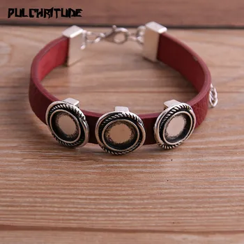 

1pcs PU Bracelets Bangles Base Setting Cuff Blank Trays Brazel Fit 10mm*3 Glass Cameo Dome Cabochon DIY Jewelry Findings P6732