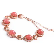 Настоящий красный натуральный Родохрозит драгоценный камень браслет 925 стерлингового серебра ювелирные изделия браслет для женщин