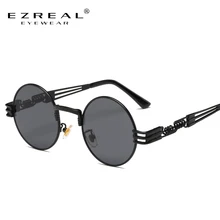 EZREAL, круглые солнцезащитные очки для женщин и мужчин, фирменный дизайн, солнцезащитные очки для женщин, сплав, зеркальные очки, женские очки