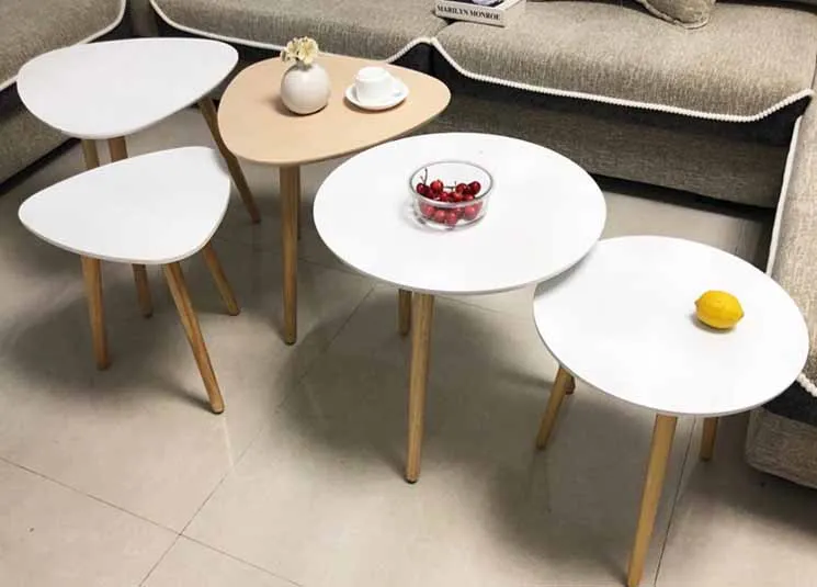 Simple creative modern solid wood mini coffee table living room coffee table tea table round /triangle home furniture