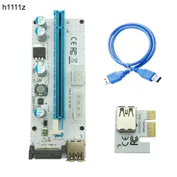 Новый переходная карта pci-e 008 Express 1X 4x 8x 16x Extender PCI E USB Riser 008 S карты адаптера SATA 15pin для добывания монет Биткойн Шахтер Antminer