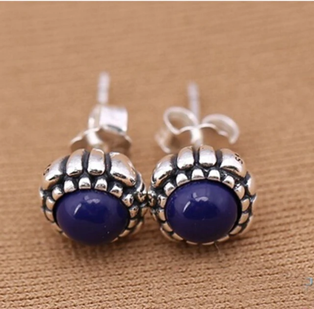 Original Blue Lapis September Birthday Bloom Stud Earrings Anthentic Original Blue Lapis September Birthday Bloom Stud Earrings Anthentic 925 Sterling Silver Compatible With Pandora Jewelry