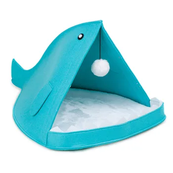 

Three Color Felt Pet House Pet Kitten Puppy Bed Shark Shape Pet Nest Cute Foldable Dog House Sleeping Mats For Pet Animals
