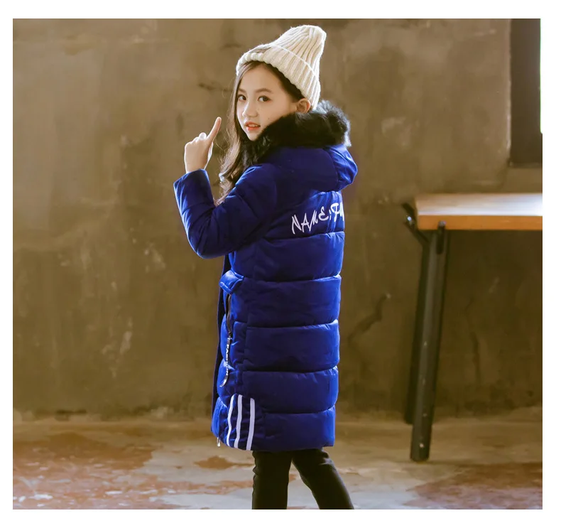 Girls Jackets Kids Fur Collar Kids Winter Fashion Outwear Hooded Warm Coats Girl 12 Years 13 14 Kids Fleece Jacket Windbreaker 7