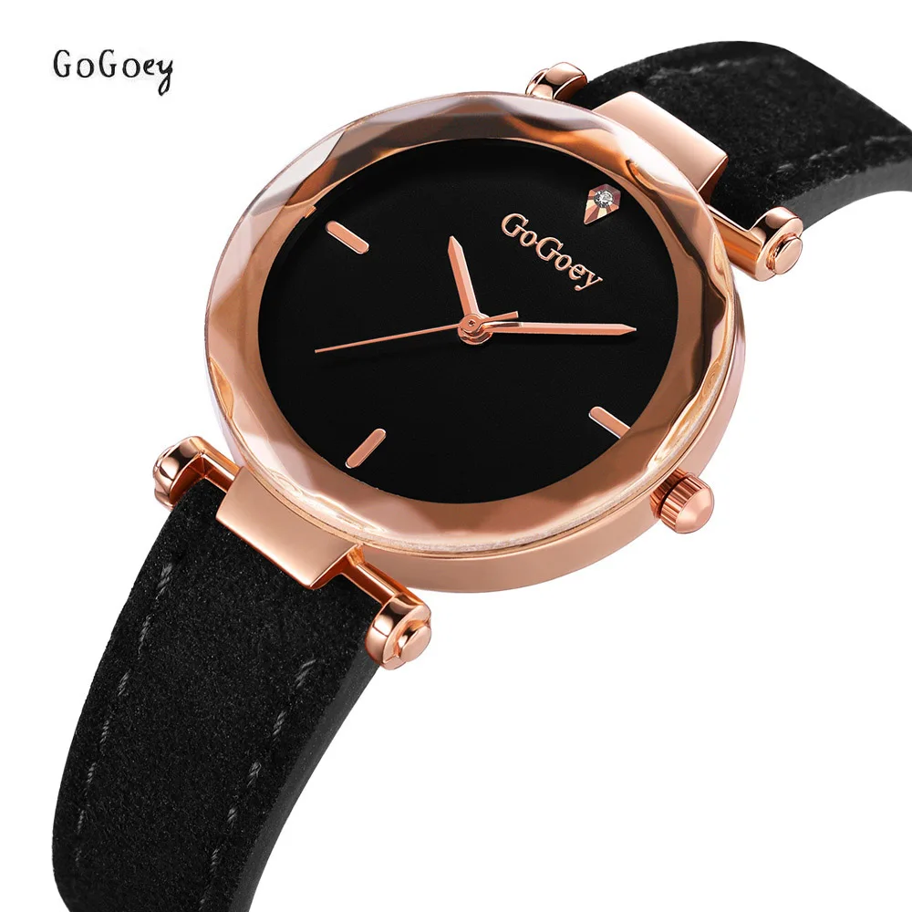 

New Fashion Gogoey Brand Rose Gold Leather Watches Women Ladies Casual Dress Quartz Wristwatch Reloj Mujer Student Clock 2019